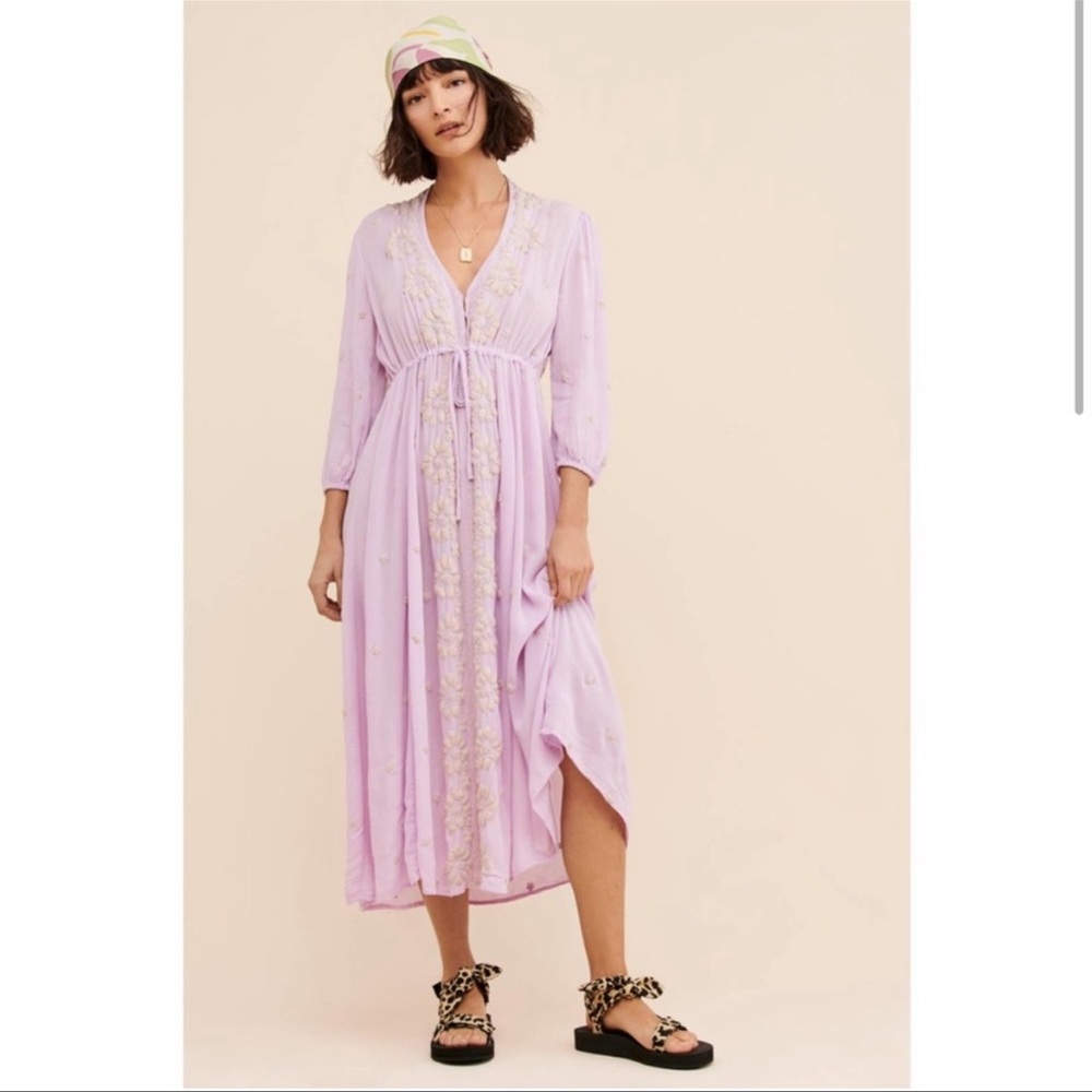 Free People Lavender Embroidered Dress
